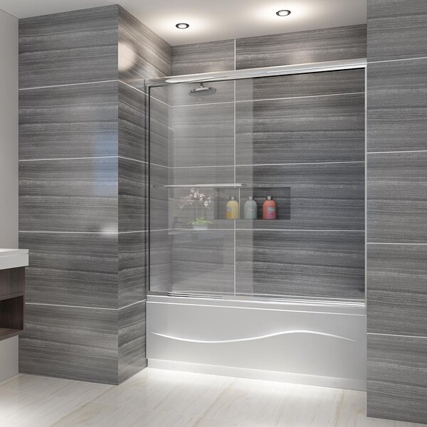 Double-sliding semi-frameless shower door