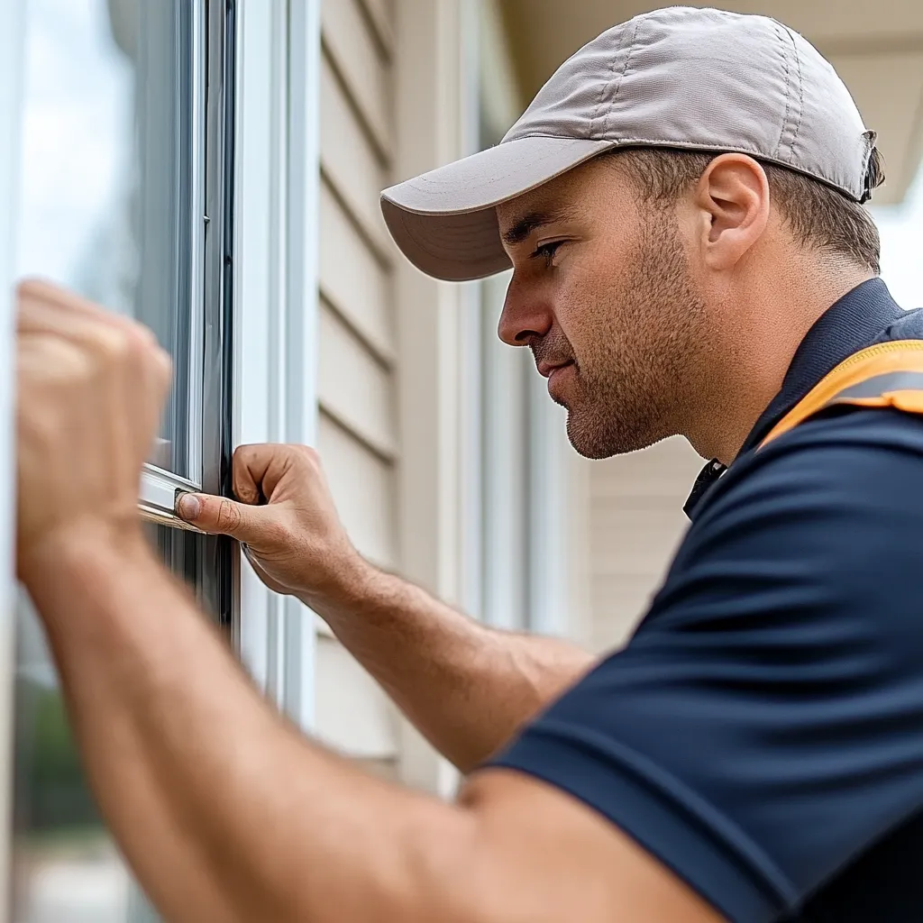 A window repair specialist repairs a broken window seal. This image is for the blog titled "Do Windows with Broken Seals Need to be Replaced?"