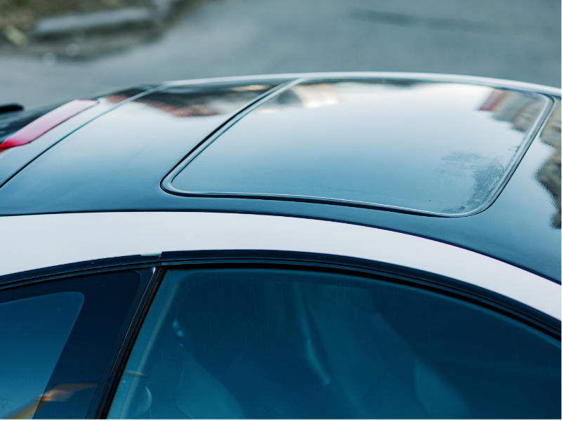 exterior view of a car's sunroof glass, used for sunroof glass replacement services in raleigh, nc