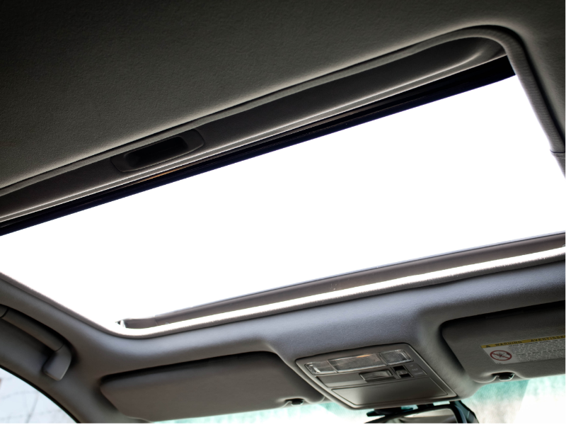 interior view of a car's sunroof glass, used for sunroof glass replacement services in raleigh, nc