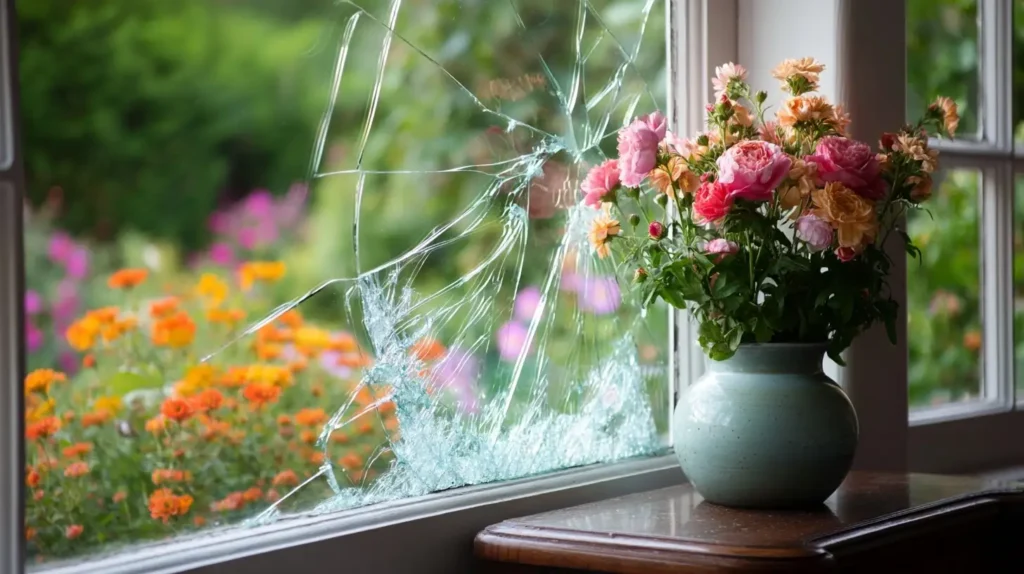 cracked home window in need of repair in fuquay-varina
