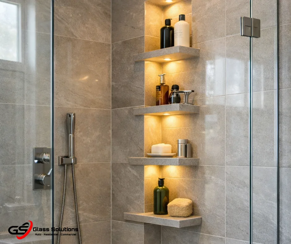 lighting for storage shelves in the shower