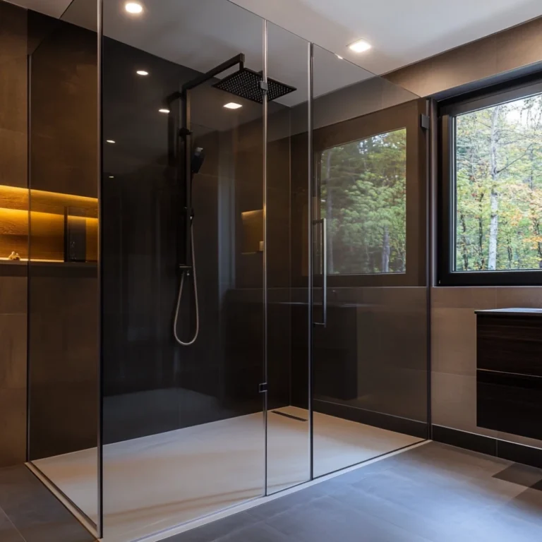 tinted glass shower doors | colored glass shower enclosure | tinted frameless shower Raleigh NC