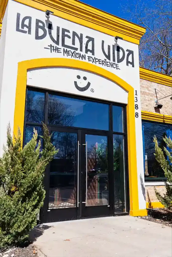 A new glass storefront door, highlighting glass storefront door repair and installation in Raleigh.